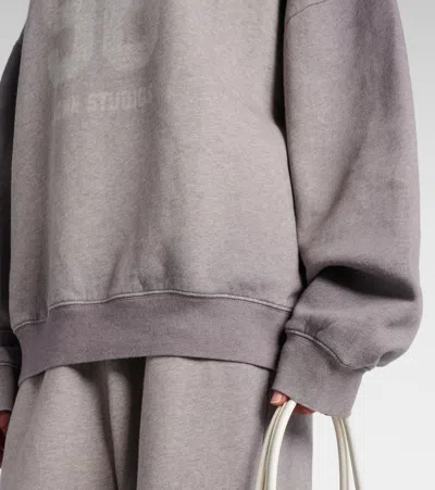 Acne Studios Oversized Turtleneck Sweatshirt Printed Design In Gray