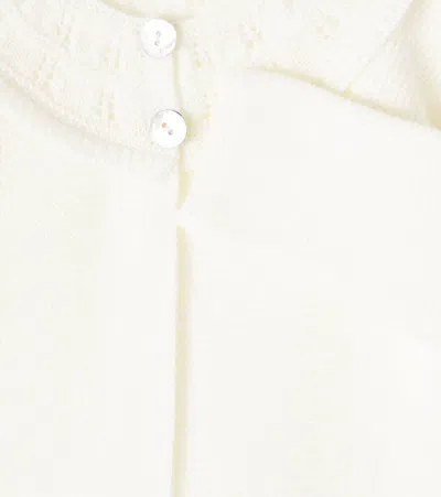 La Coqueta Baby Baena Wool Cardigan In White
