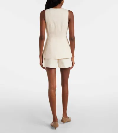 Veronica Beard Avalina Sleeveless V Neck Vest In White