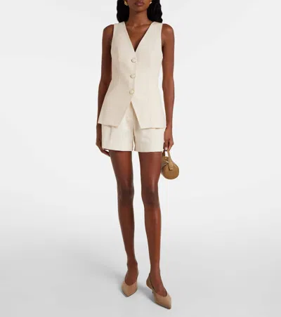 Veronica Beard Avalina Sleeveless V Neck Vest In White