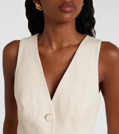 Veronica Beard Avalina Sleeveless V Neck Vest In White
