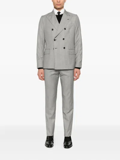 Reveres 1949 Double-breasted Checked-pattern Suit In Gray