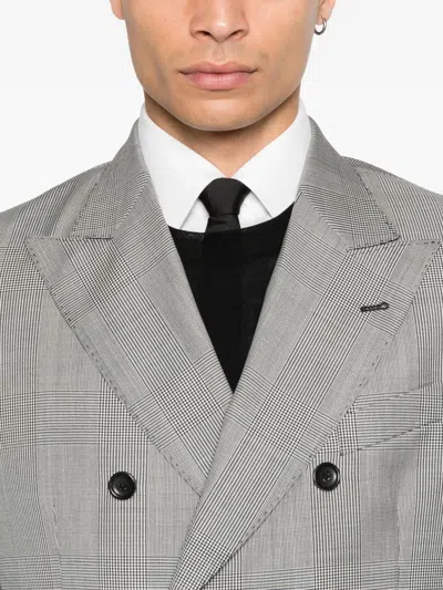 Reveres 1949 Double-breasted Checked-pattern Suit In Gray