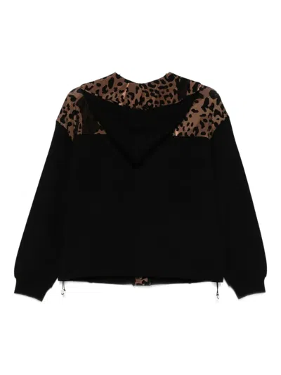 Liu •jo Leopard-print Button Cardigan In Black