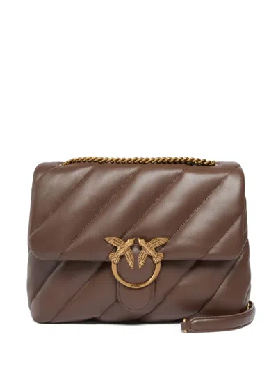 Pinko Quilted Crossbody Bag In Brown