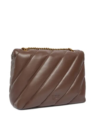 Pinko Quilted Crossbody Bag In Brown