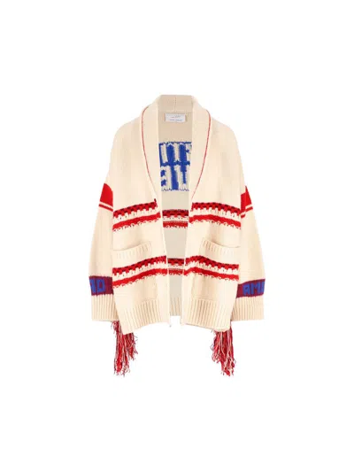 Giada Benincasa Fringed-sleeve Patch-pocket Cardigan In White