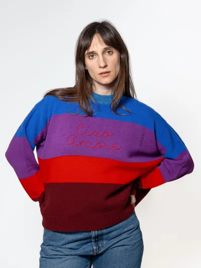 Giada Benincasa Stripe-pattern Embroidered-logo Sweater In Multi