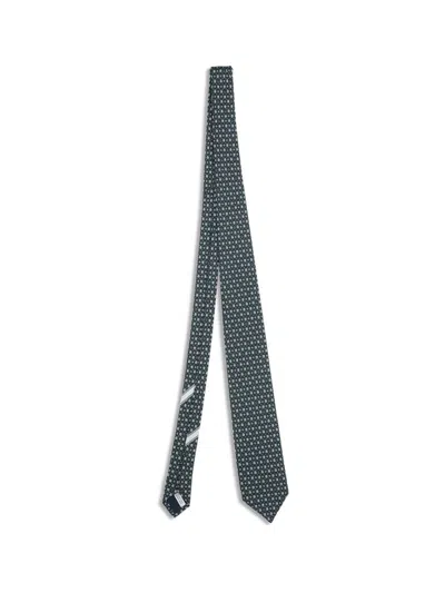 Ferragamo Men Tortoise Print Silk Tie In Green