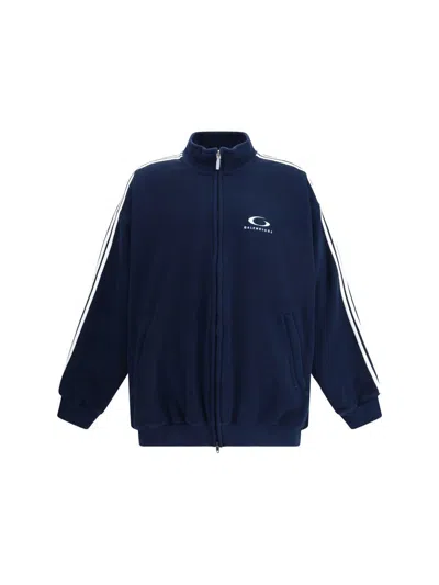 Balenciaga Loop Sports Icon Zip-up Track Jacket In Blue