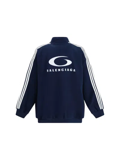 Balenciaga Loop Sports Icon Zip-up Track Jacket In Blue