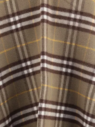 Burberry Wool And Cashmere Check Cape In Brown