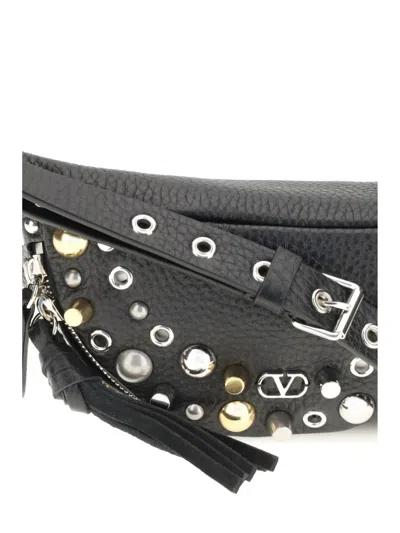 Valentino Stud-embellished Belt Bag In Black