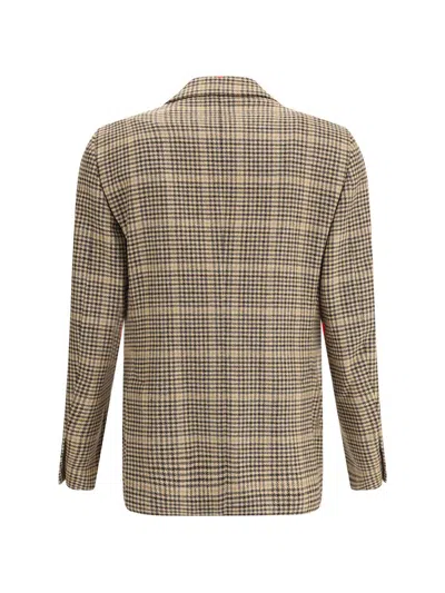 Lardini Checked Two-button Blazer In Brown