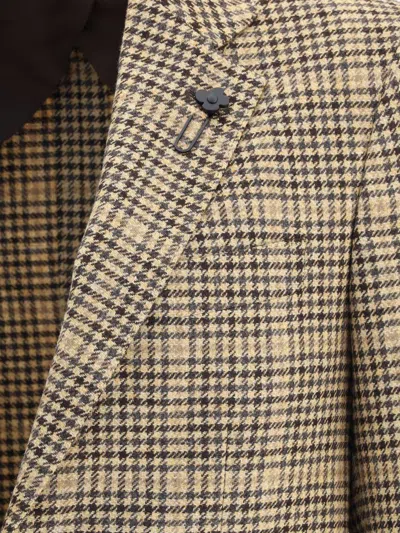 Lardini Checked Two-button Blazer In Brown