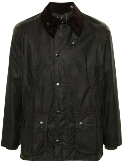 Barbour Bedale Jacket In Waxed Recycled Fabric In Black