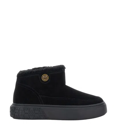 Pinko Black Boots With Shearling Lining In Black