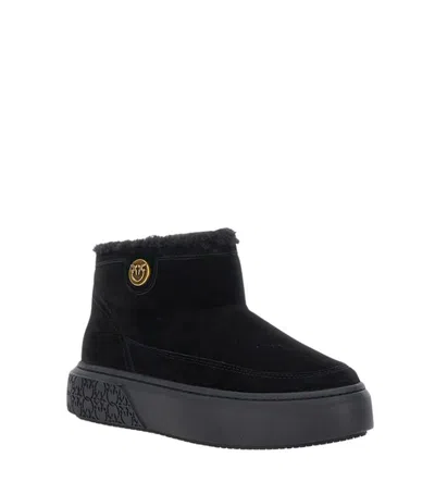 Pinko Black Boots With Shearling Lining In Black