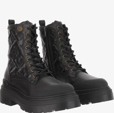 Pinko Mia 25 Chunky Sole Ankle Boot Nylon In Black