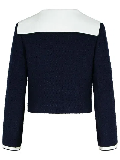 Self-portrait Self Portrait 'navy Boucle Contrast Collar' Blazer In Blue