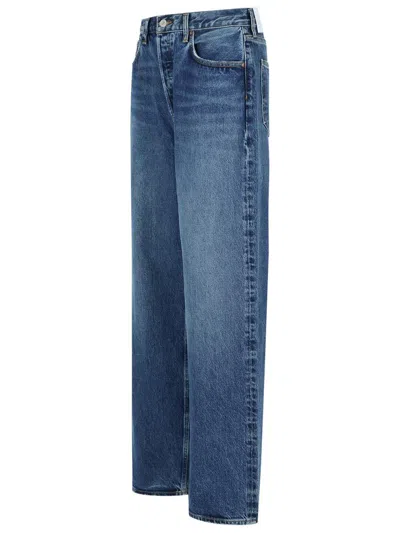 Agolde 'low Slung Baggy In Misto Cotone Rigenerato 'essence' Jeans In Blue