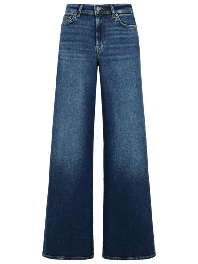 7 For All Mankind Womens Soho Dark Modern Dojo Flared-leg High-rise Denim-blend Jeans In Blue