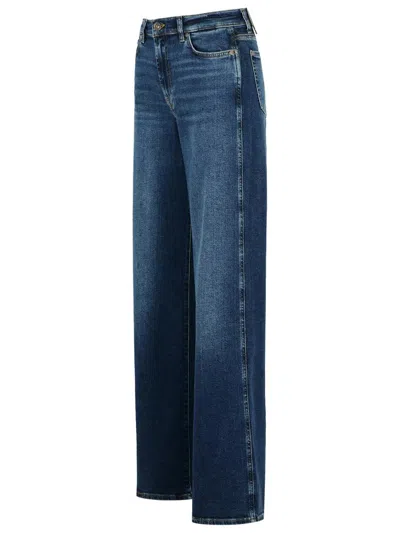 7 For All Mankind Womens Soho Dark Modern Dojo Flared-leg High-rise Denim-blend Jeans In Blue