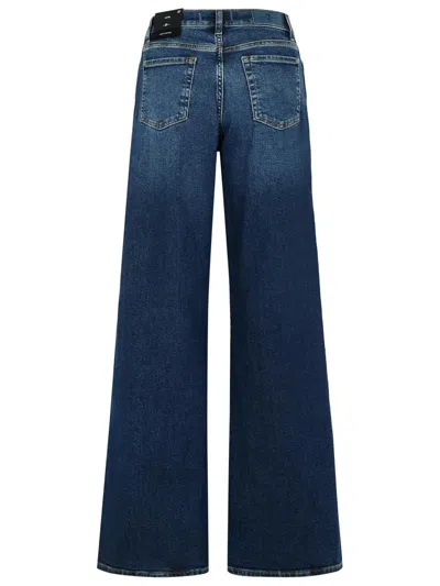 7 For All Mankind Womens Soho Dark Modern Dojo Flared-leg High-rise Denim-blend Jeans In Blue