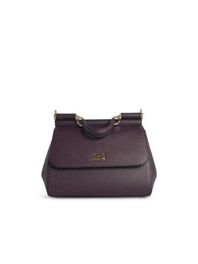 Dolce & Gabbana Large Sicily Handbag In Must-coloured Calf Leather In Red