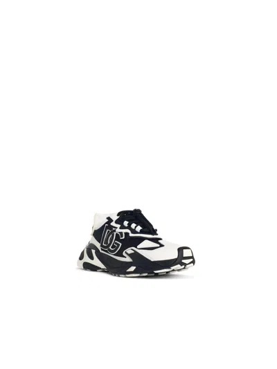 Dolce & Gabbana Panelled Leather Sneakers With Iconic Logo Patch In Black