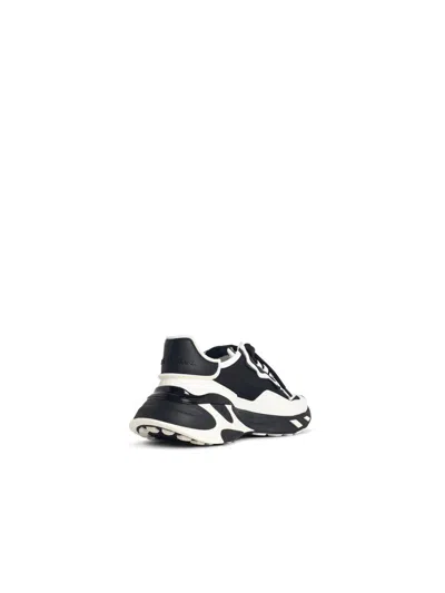 Dolce & Gabbana Panelled Leather Sneakers With Iconic Logo Patch In Black