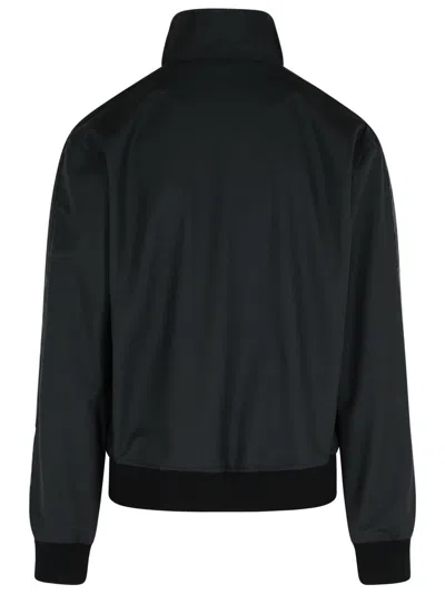 Dolce & Gabbana Zip-up Bomber Jacket With Logo Patch In Black