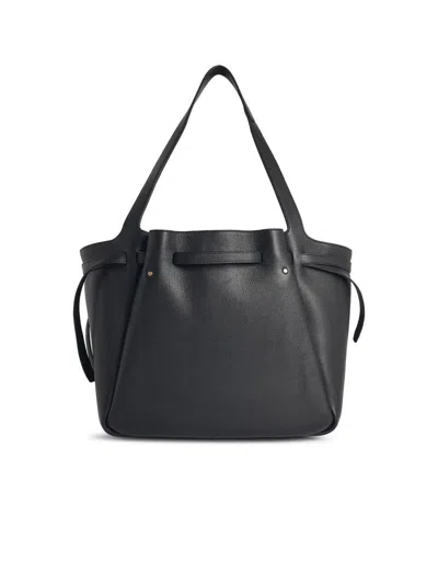 Tory Burch Shopping Romy Black Leather Bag In Black