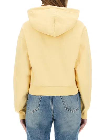 Jacquemus Le Hoodie Gros Grain Cotton Crop Hoodie In Neutral