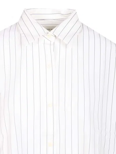 Dries Van Noten White Striped Cotton Cocoon Shirt In White