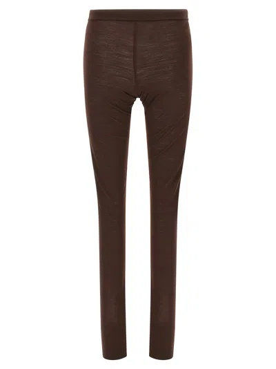 Jil Sander Leggings With Elastic Waistband And Seam Detailing In Brown