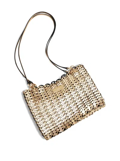 Rabanne Sac A Main Leather Disc Link Shoulder Bag In Black