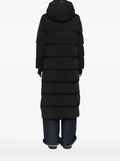 Herno Hooded Quilted Long Down Jacket With Pockets In Black