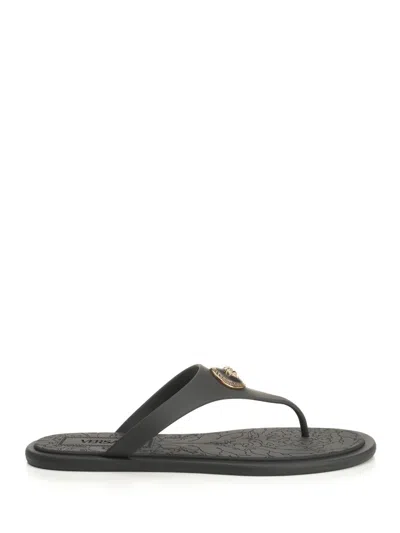 Versace Black Slides With Medusa Detail