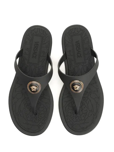 Versace Black Slides With Medusa Detail