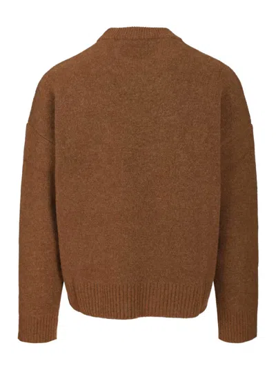 Ami Alexandre Mattiussi Brown Alpaca Ami De Coeur Crewneck Sweater Brown In Brown