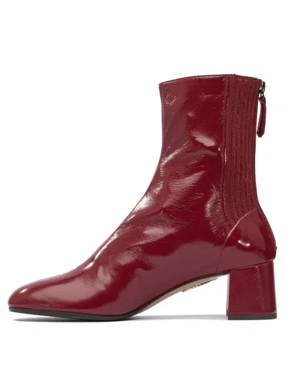 Aquazzura Glossy Finish Ankle Boots With Block Heel
