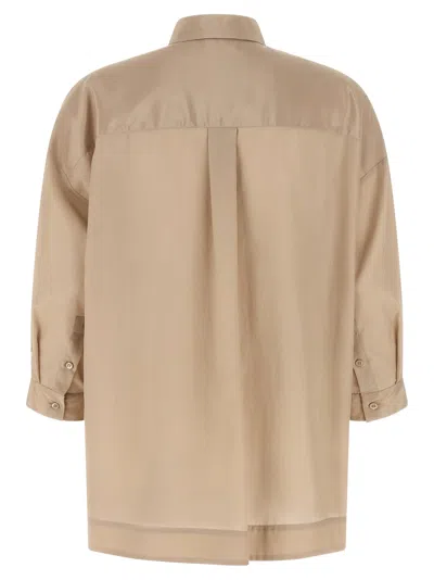 Peserico Asymmetric Hem Shirt Shirt And Blouse Beige In Brown