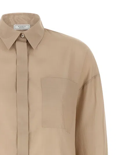 Peserico Asymmetric Hem Shirt Shirt And Blouse Beige In Brown