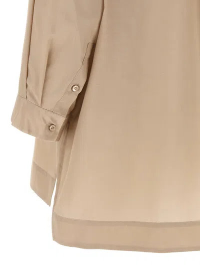 Peserico Asymmetric Hem Shirt Shirt And Blouse Beige In Brown