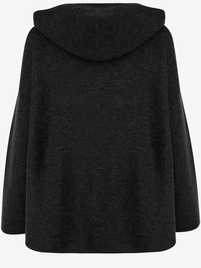 Allude Rib-knit Wool And Cashmere Sweatshirt With Adjustable Hood In Black