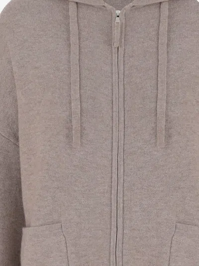 Allude Ribbed Wool And Cashmere Sweatshirt With Adjustable Hood In Gray
