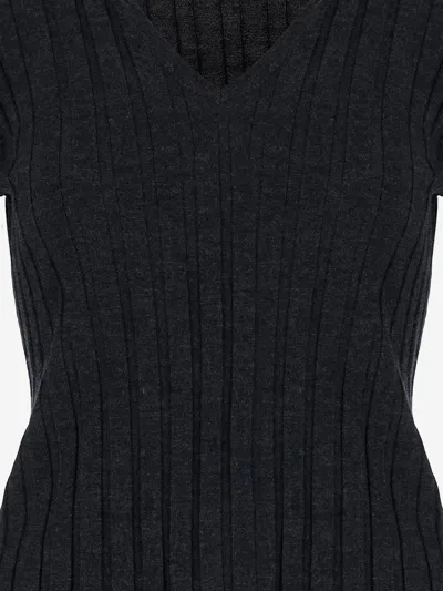 Allude Wool Sweater With Striped Pattern In Black