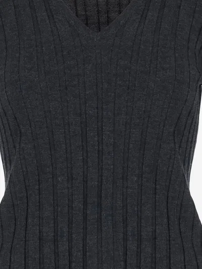 Allude Wool Sweater With Striped Pattern In Blue