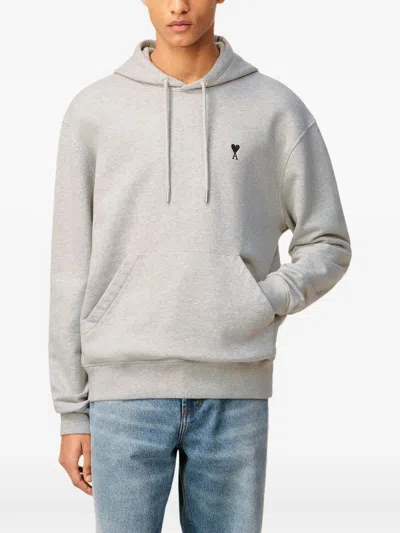 Ami Alexandre Mattiussi Ami Paris Ami Paris Grey Cotton Ami De Coeur Hoodie In Gray